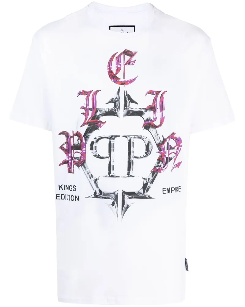 Philipp Plein Chrome T-Shirt mit rundem Ausschnitt - Weiß Weiß