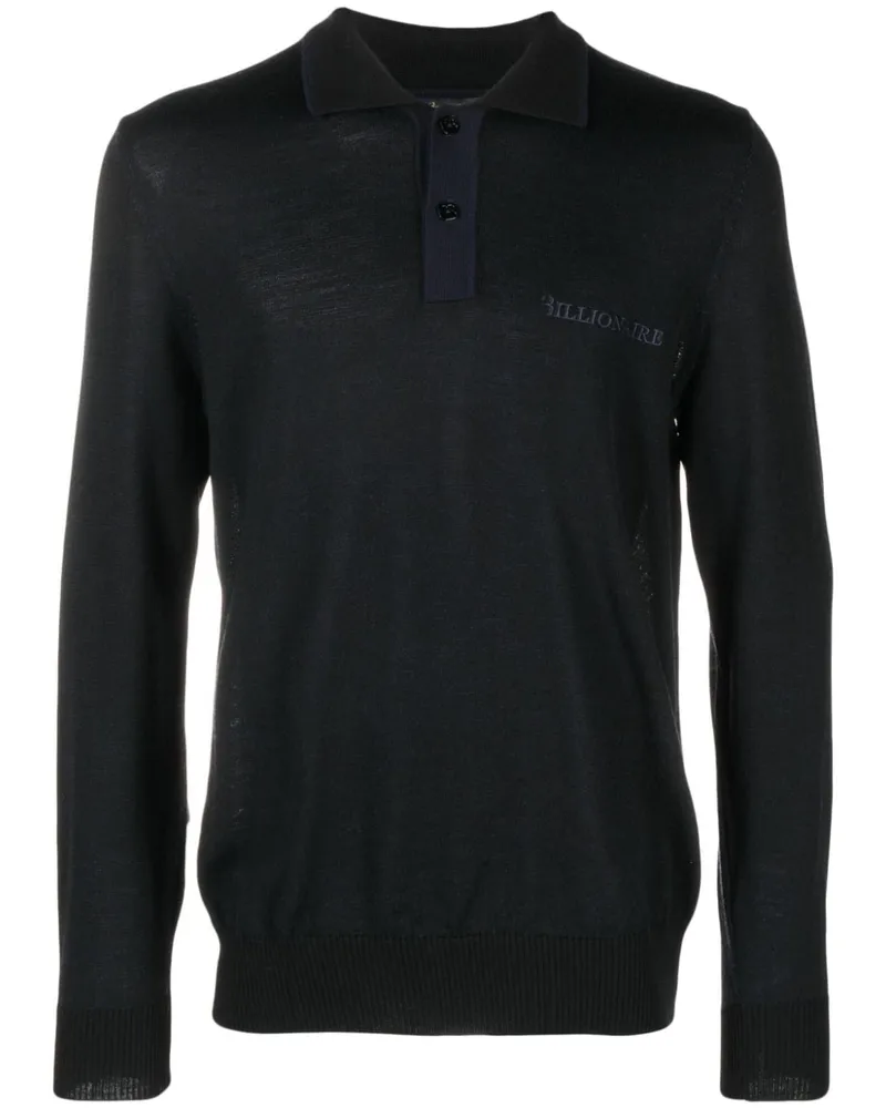 Billionaire Merino-Poloshirt mit Logo-Stickerei - Schwarz Schwarz