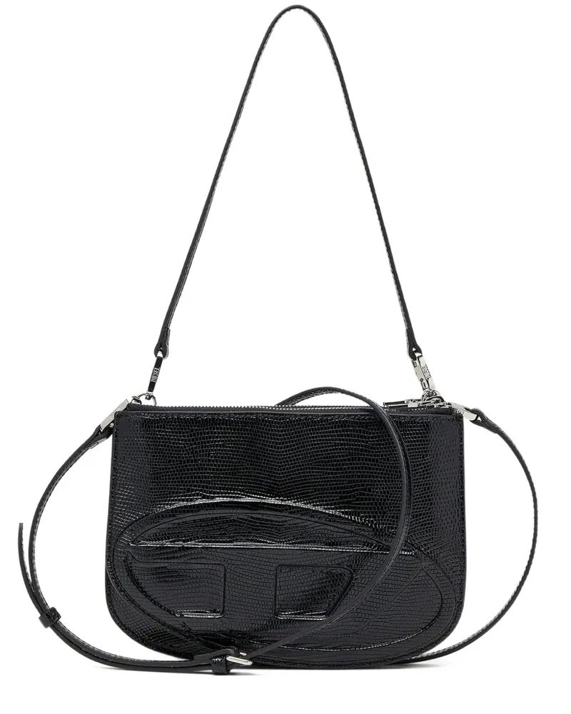Diesel Twin-Double-Pouch Schultertasche mit Prägung - Schwarz Schwarz