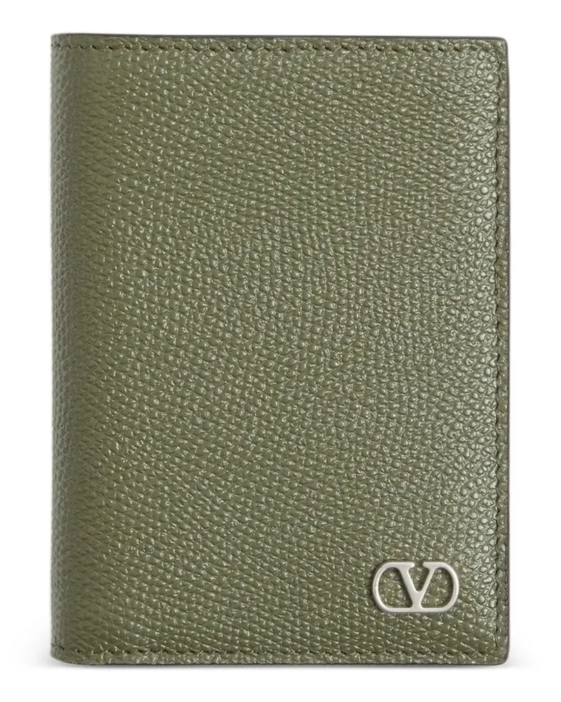 Valentino Garavani VLogo Signature Cardholder In Grainy Calfskin - Grün Grün