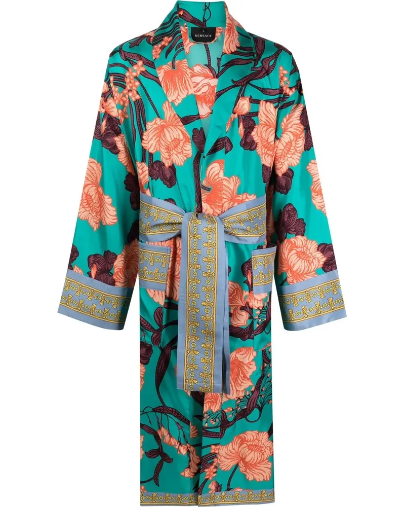 Versace Mantel aus Seide mit grafischem Print - Blau Blau
