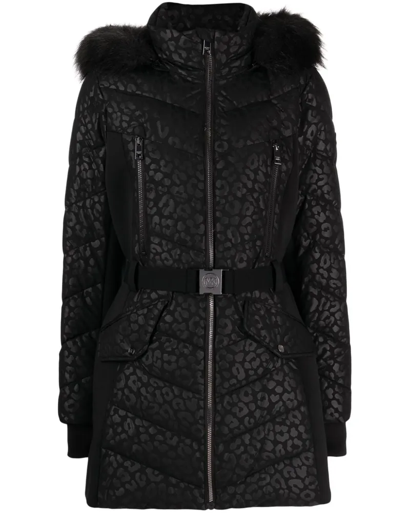 Michael Kors Mantel mit Leoparden-Print - Schwarz Schwarz