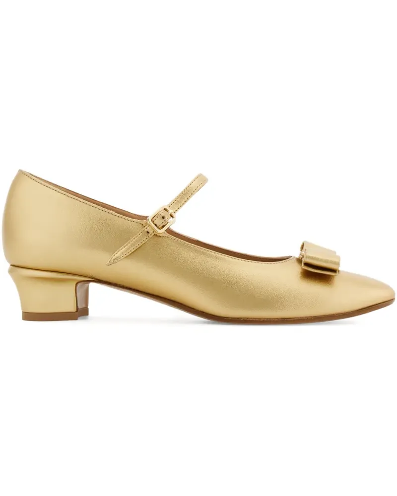 Ferragamo Mary Janes mit Vara-Schleife 30mm - Gold Gold