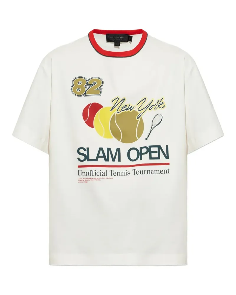 Lacoste Runway tennis-print T-shirt - Nude Nude
