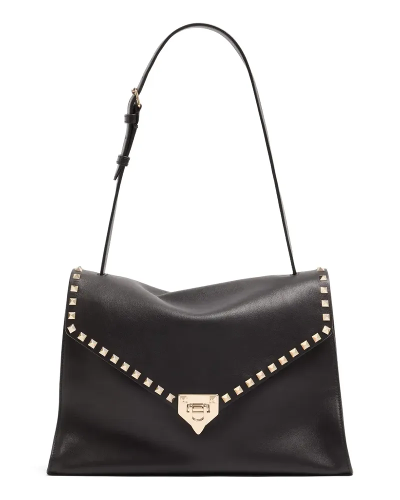Valentino Garavani Mittelgroße Rockstud Maxxing Schultertasche aus glattem Kalbsleder - Schwarz Schwarz