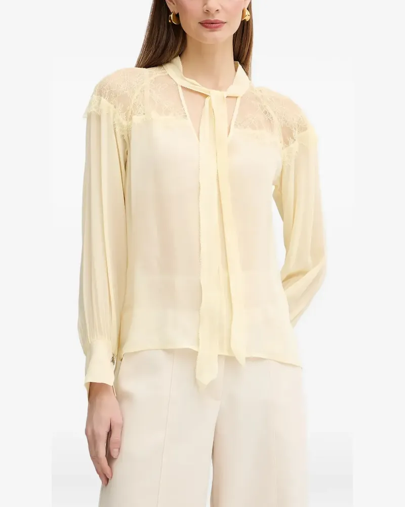 Patrizia Pepe Bluse mit Schleifenkragen - Gelb Gelb