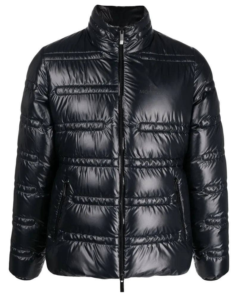 Moncler Gefütterte Jacke mit Logo-Print - Schwarz Schwarz