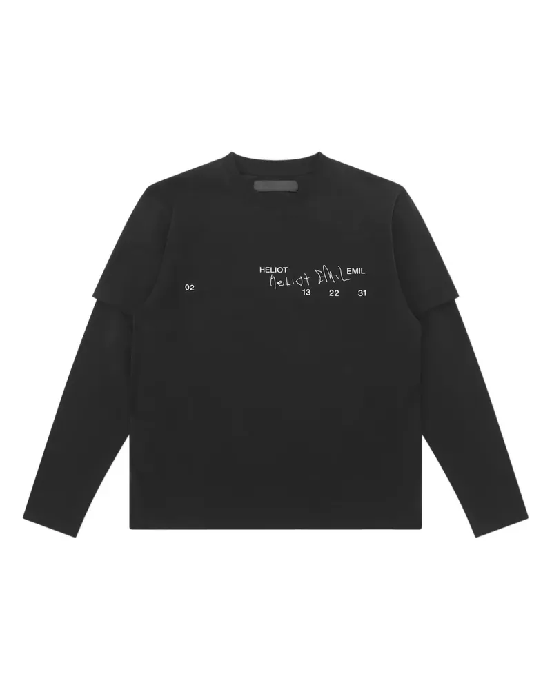 Heliot Emil T-Shirt im Layering-Look mit grafischem Print - Schwarz Schwarz