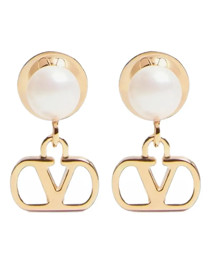 Valentino Garavani VLogo Signature metal and pearl earrings - Gold Gold