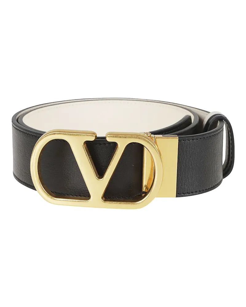Valentino Garavani V-logo leather belt - Schwarz Schwarz