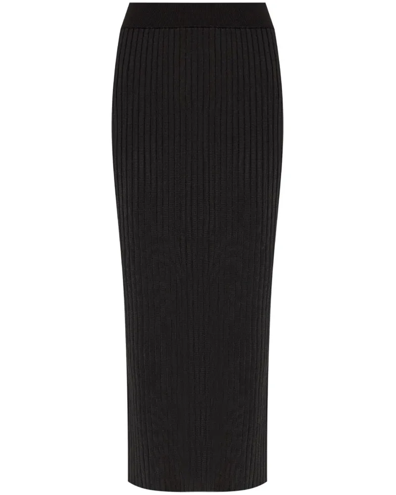 Jil Sander Midirock aus geripptem Strick - Schwarz Schwarz