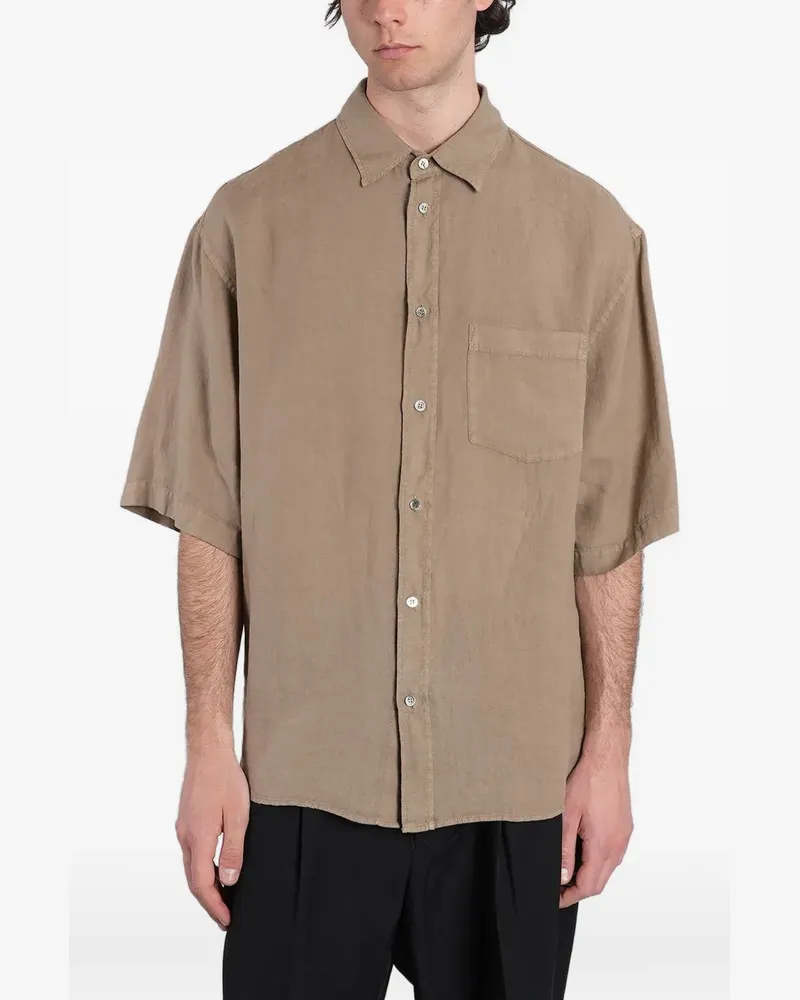 Mauro Grifoni short-sleeve chest-pocket shirt - Nude Nude