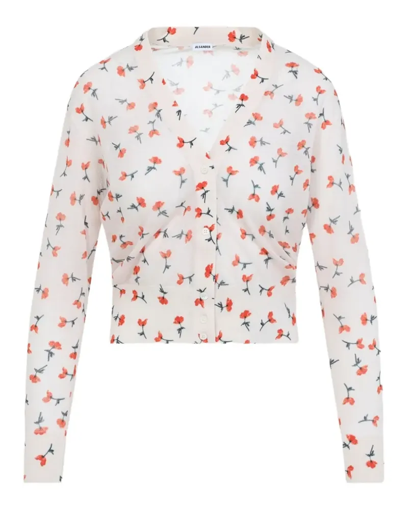 Jil Sander floral collared knitwear - Weiß Weiß