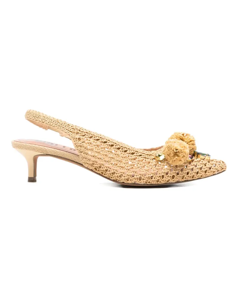 Bibi Lou Verzierte Acer Pumps in Raffiabast-Optik - Nude Nude