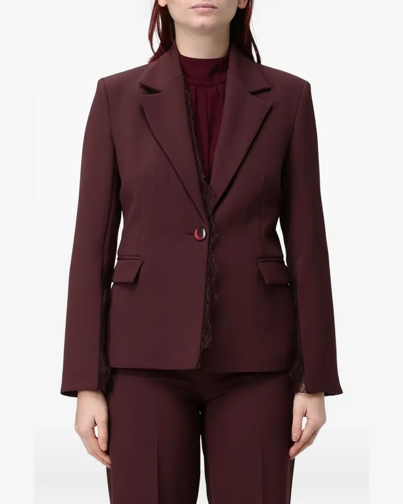 Hanita lace-trim single-breasted blazer - Rot Rot
