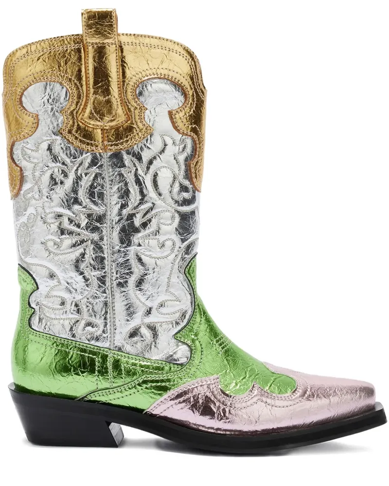 Ganni Stiefel im Metallic-Look - Silber Silber