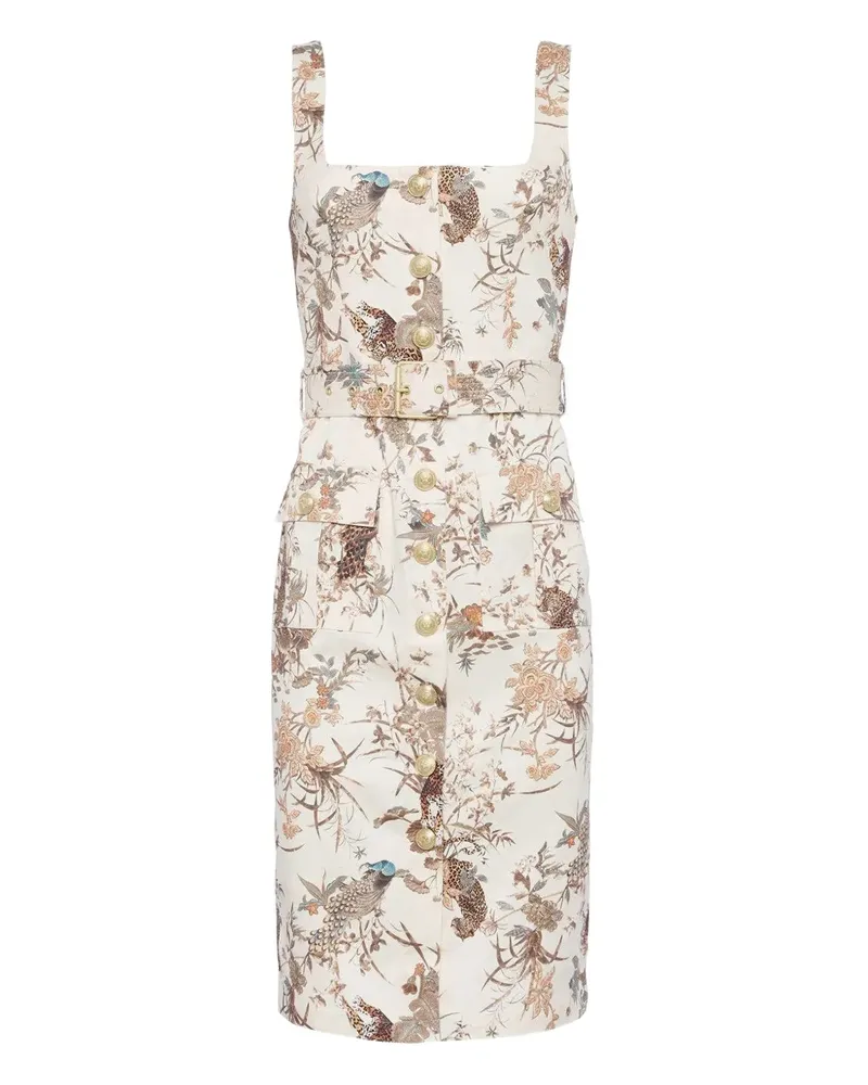 L'Agence Idy Kleid mit Vogel-Print - Nude Nude