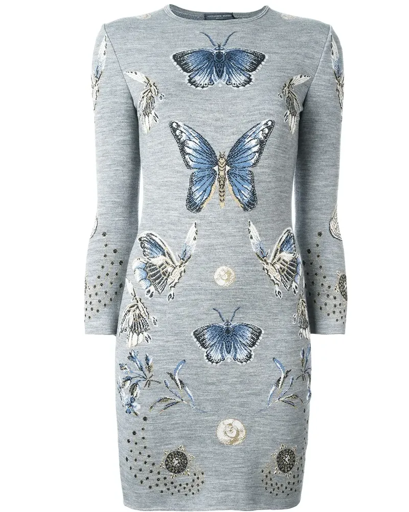Alexander McQueen Jacquard-Kleid mit Schmetterlingsmuster - Grau Grau