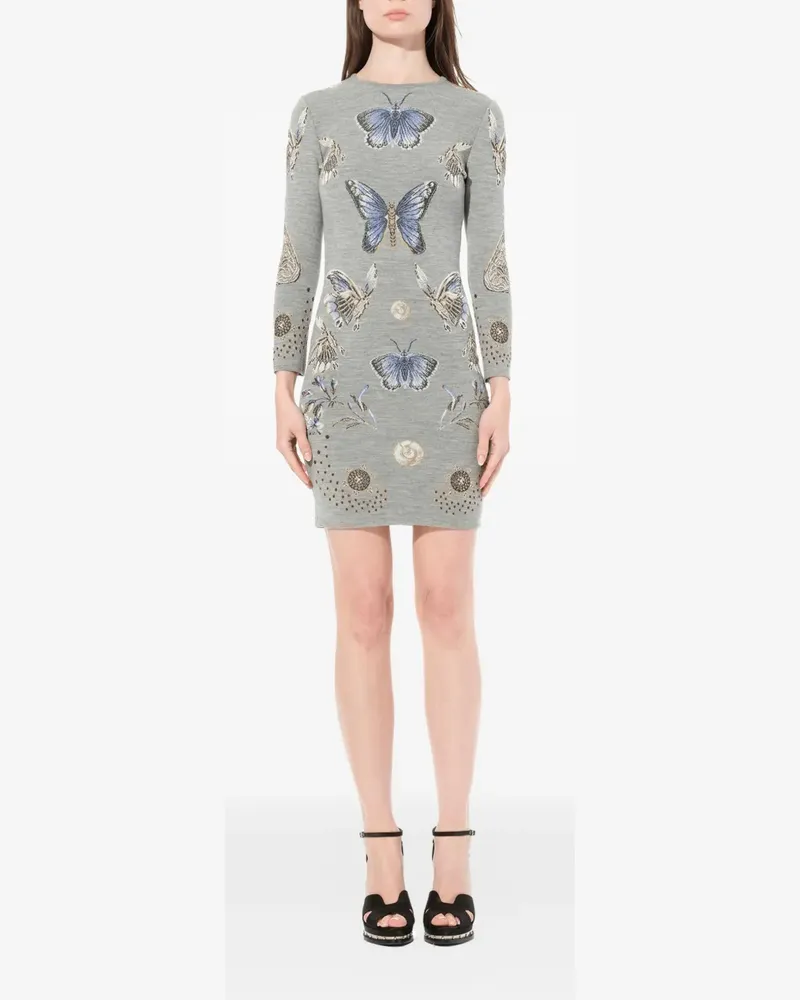 Alexander McQueen Jacquard-Kleid mit Schmetterlingsmuster - Grau Grau