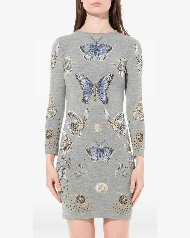 Alexander McQueen Jacquard-Kleid mit Schmetterlingsmuster - Grau Grau