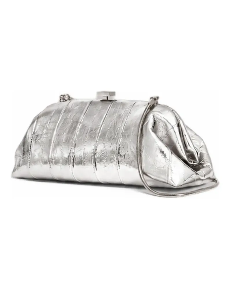 Alberta Ferretti Mini Clutch aus Aalleder - Silber Silber