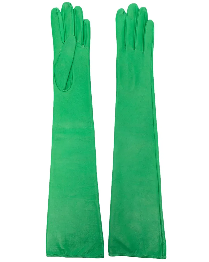 Manokhi Ellenbogenlange Lederhandschuhe Grün