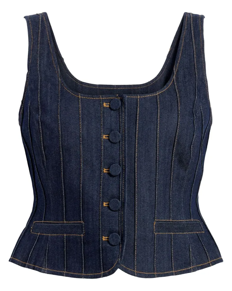 Cinq à Sept Rowena Top aus Denim Blau