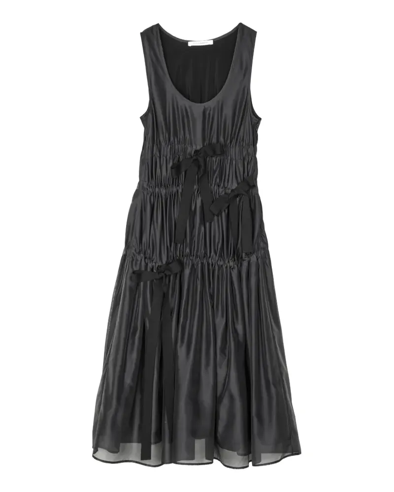 Cecilie Bahnsen Gesmoktes Fara Midikleid aus Organza - Schwarz Schwarz