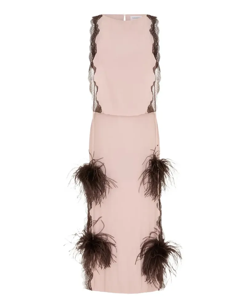 16ARLINGTON Romina feather-trim midi dress - Rosa Rosa