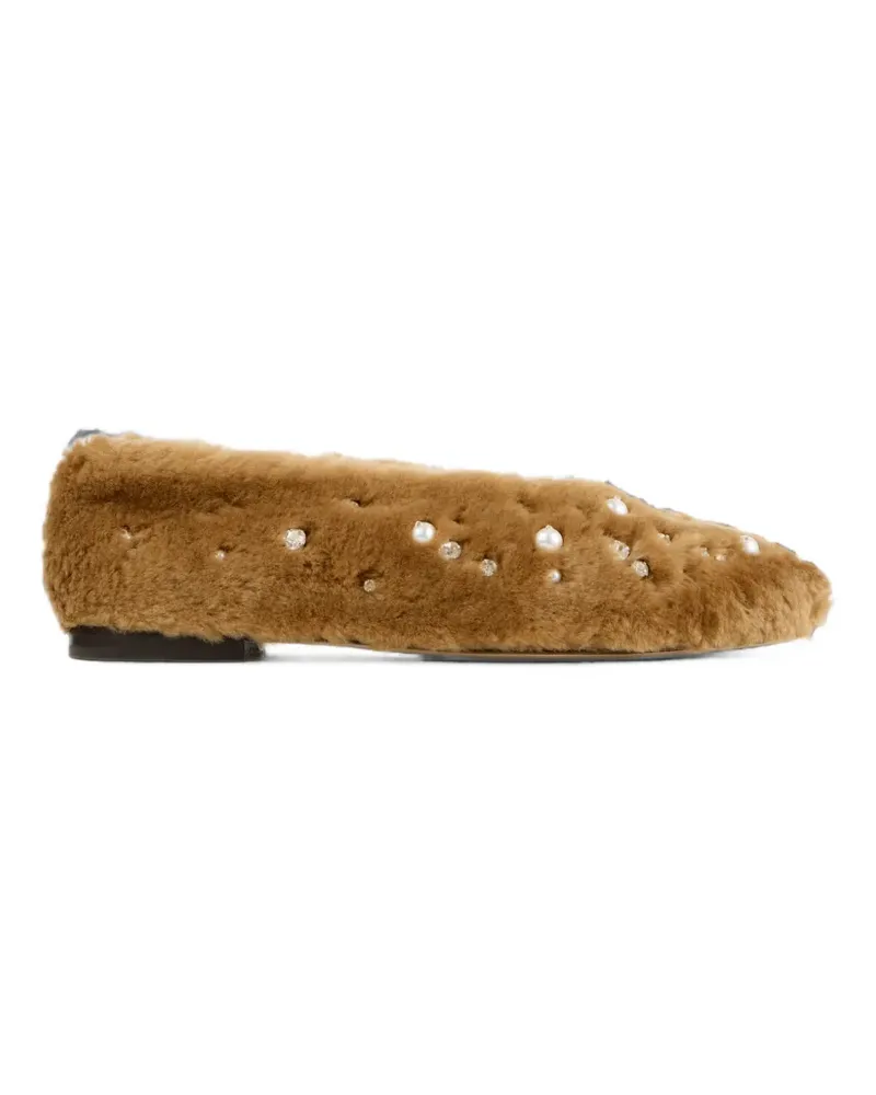 Jimmy Choo Margot Ballerinas mit Kunstperlen und Kristallen - Braun Braun