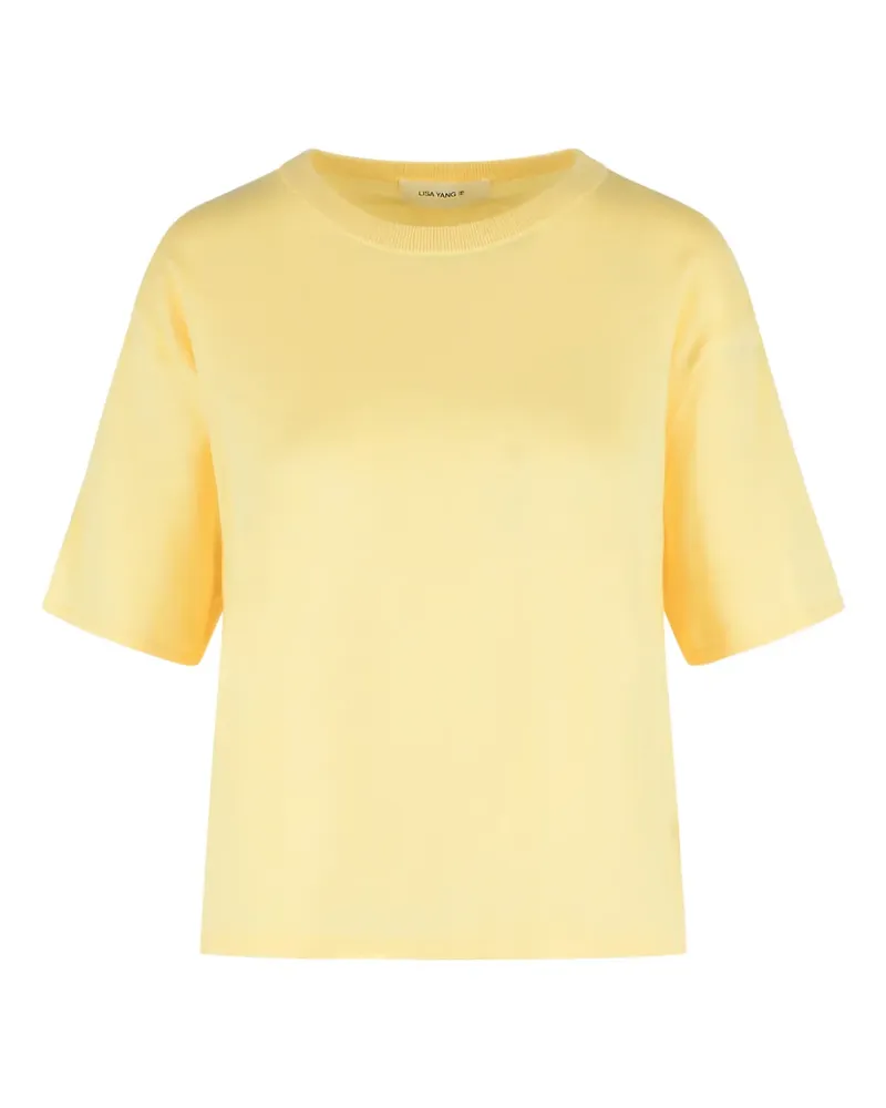 Lisa Yang Geripptes T-Shirt mit tiefen Schultern - Gelb Gelb