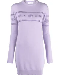 Chiara Ferragni Strickkleid mit Intarsien-Logo Violett