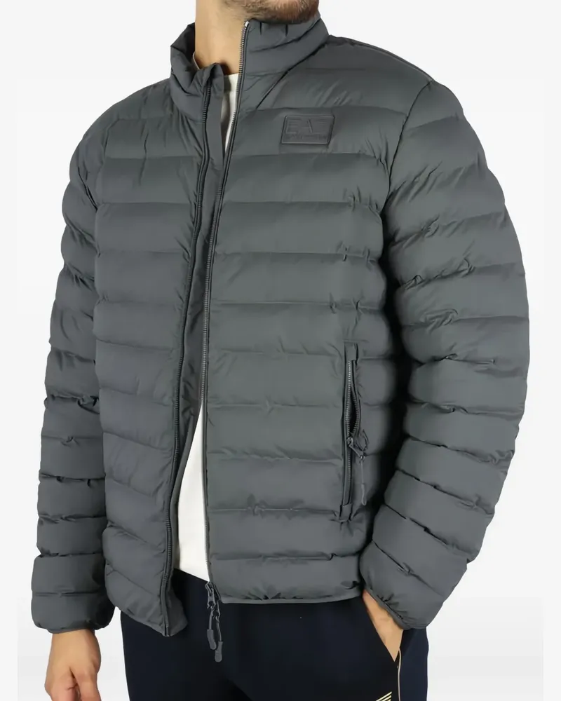 EA7 logo-patch zip-up padded jacket - Grau Grau