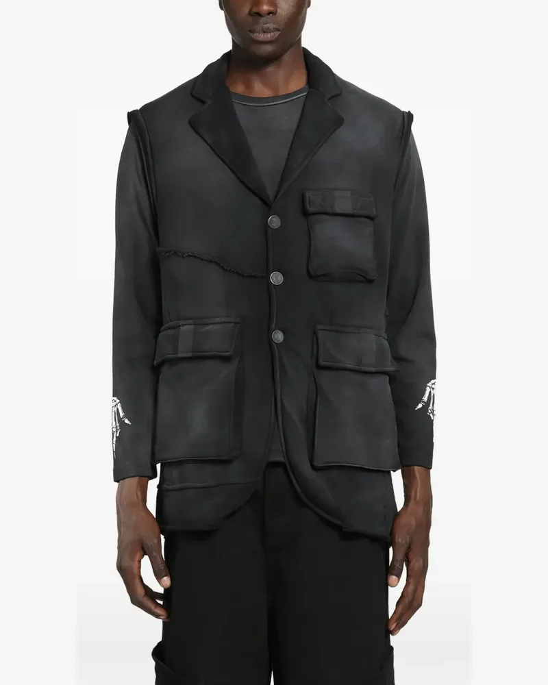 Massimo Sabbadin washed-finish cargo vest - Schwarz Schwarz