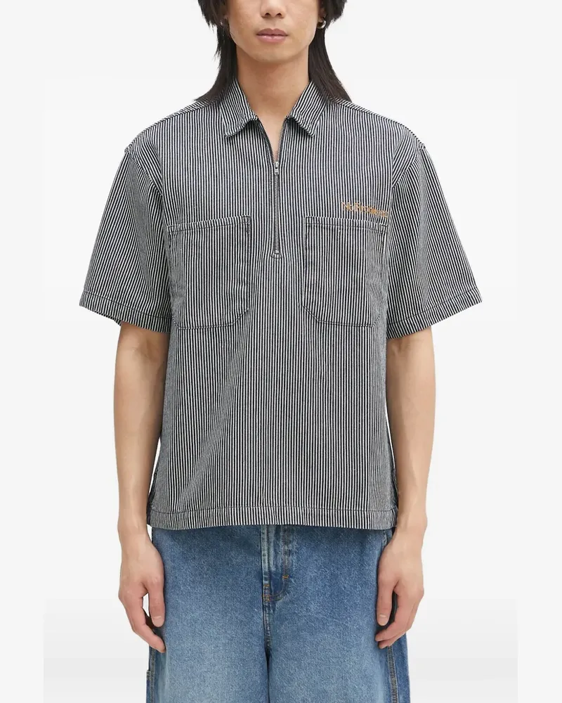 Aries striped zip-neck polo shirt - Blau Blau