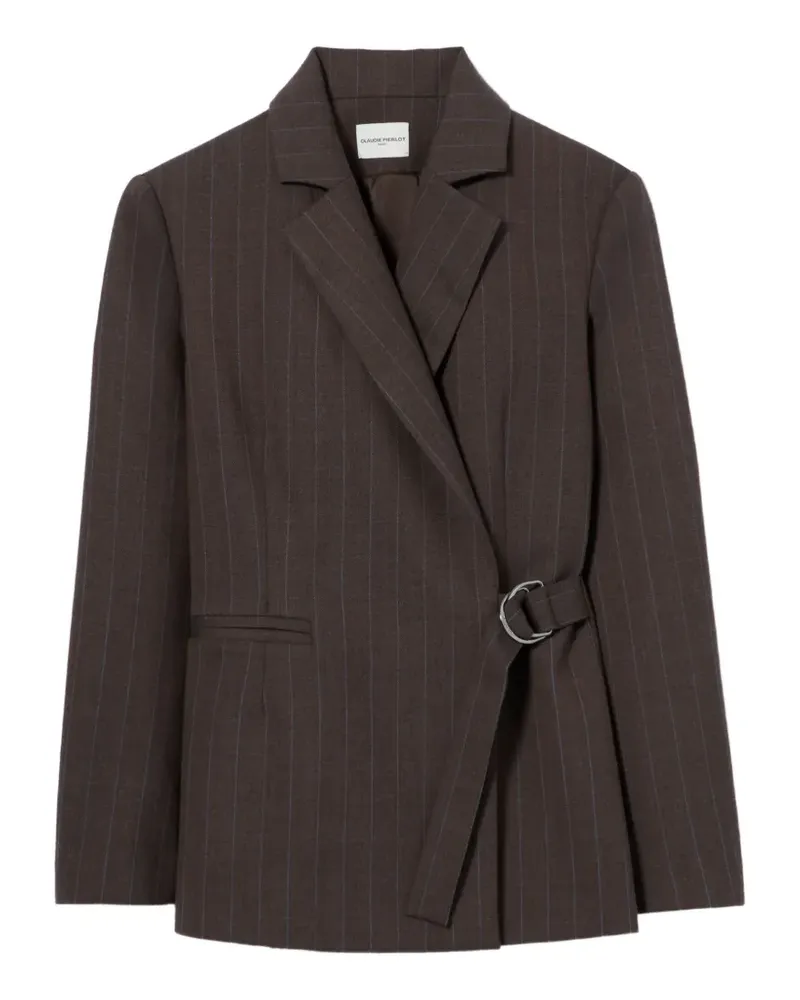 Claudie Pierlot Gestreifte Jacke mit Schnalle - Braun Braun