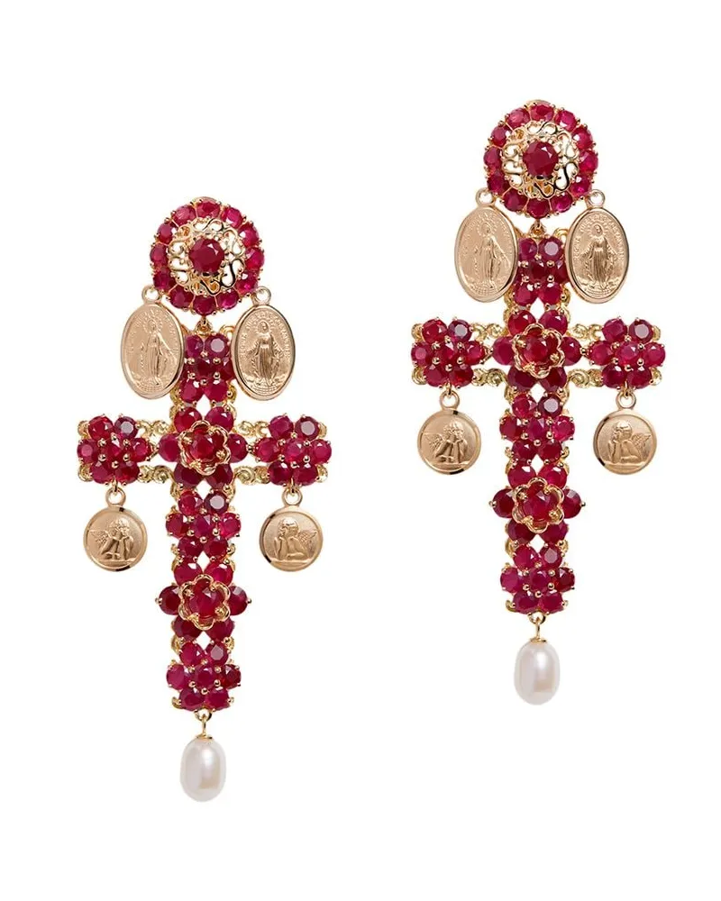 Dolce & Gabbana Ohrringe mit Kreuzanhänger - Gold Gold