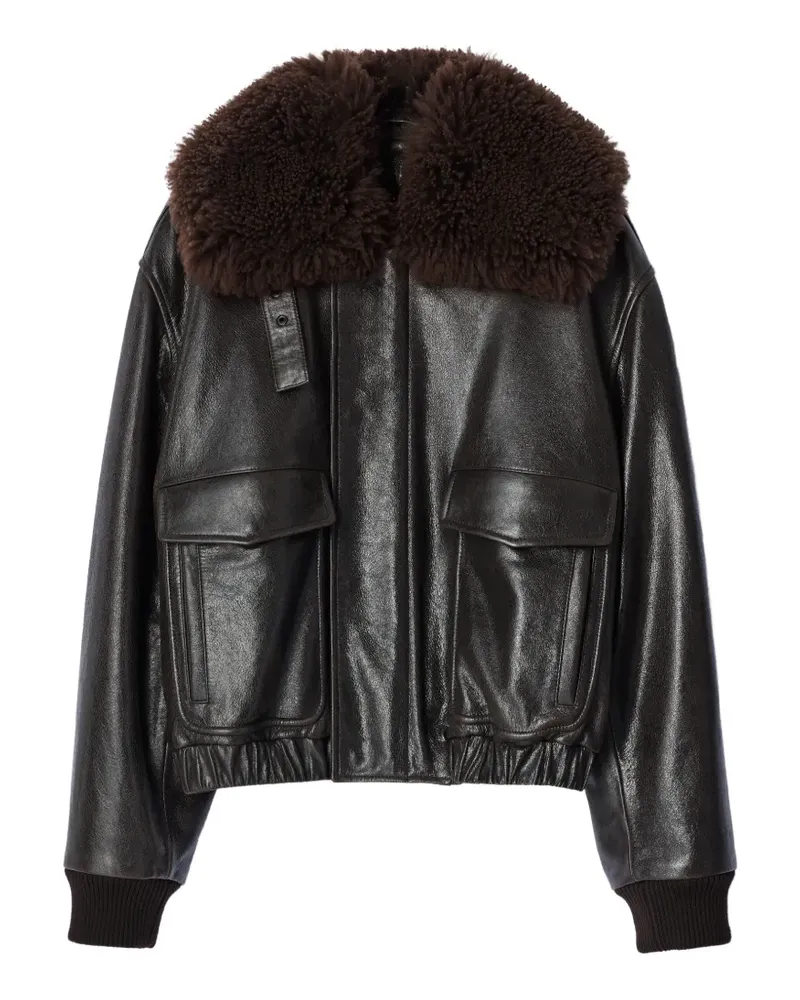 Christophe Lemaire blouson in shiny leather - Braun Braun