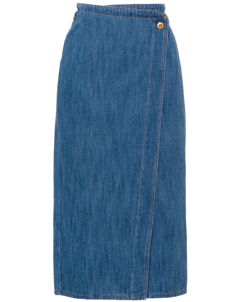 forte_forte Jeans-Minirock in Wickeloptik - Blau Blau