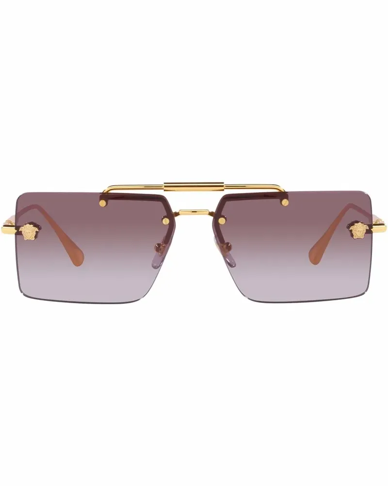Versace Sonnenbrille mit Logo-Schild - Gold Gold