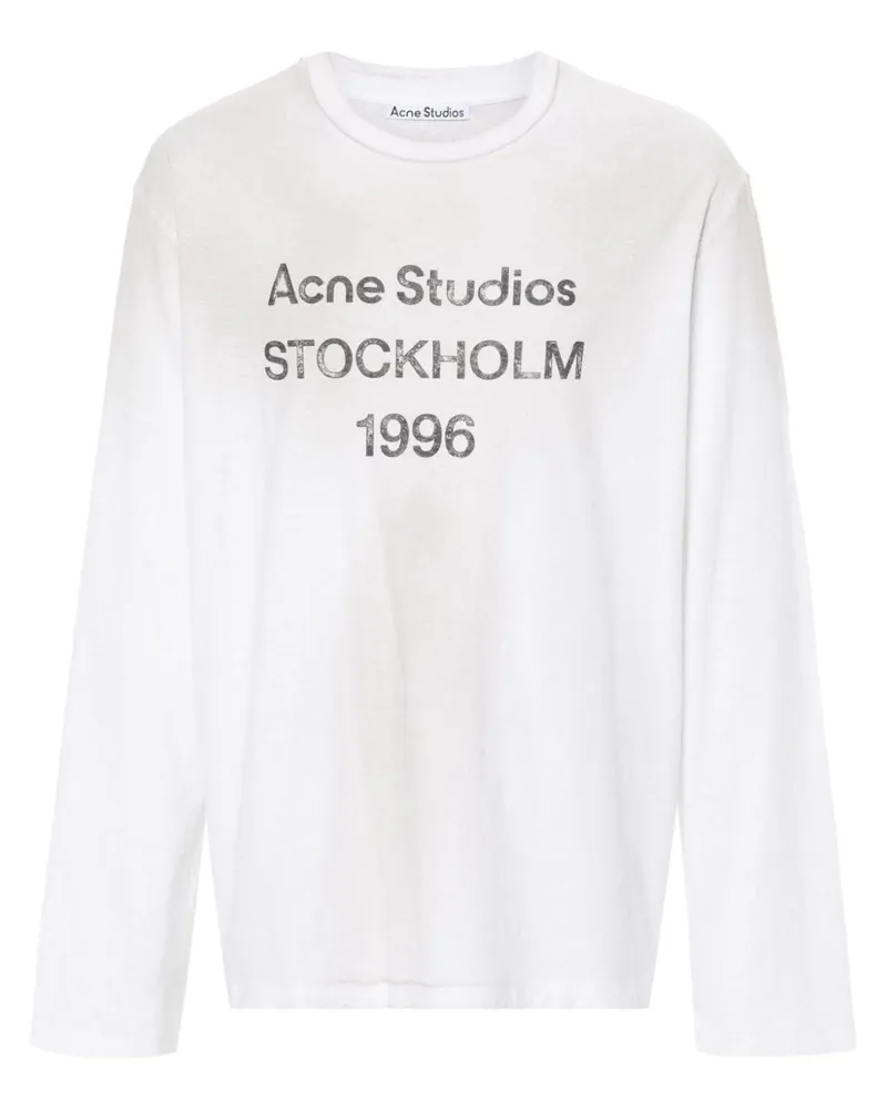 Acne Studios Distressed-T-Shirt mit Logo-Print - Nude Nude