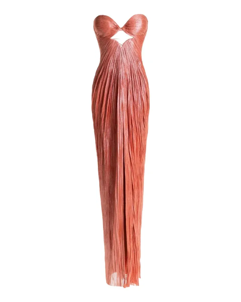 Maria Lucia Hohan cut-out strapless silk asymmetric dress - Orange Orange