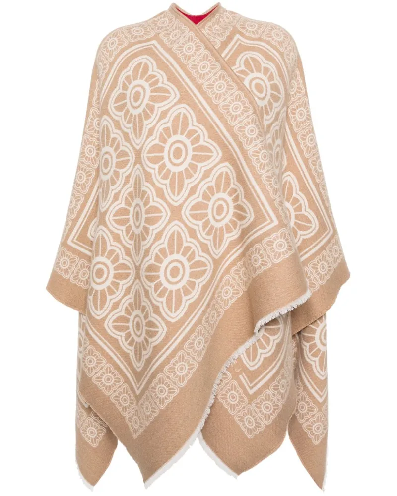 La DoubleJ Wendbarer Poncho mit Fliesen-Print - Braun Braun