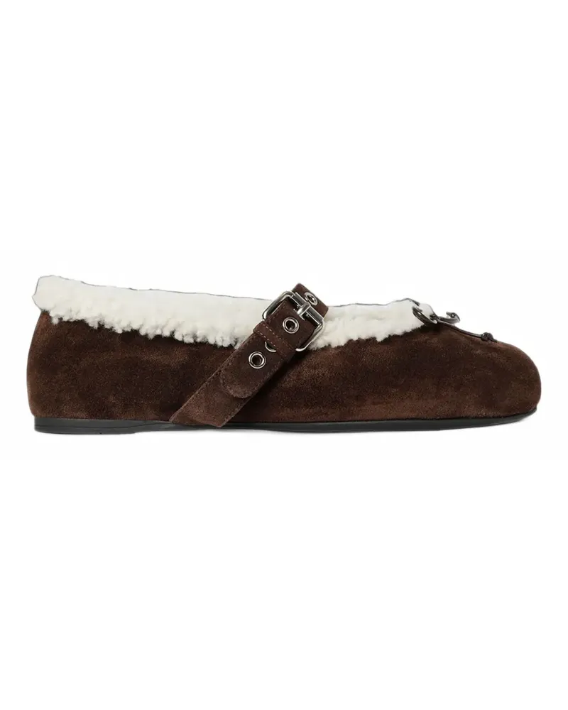 Miu Miu suede and shearling ballerinas - Braun Braun