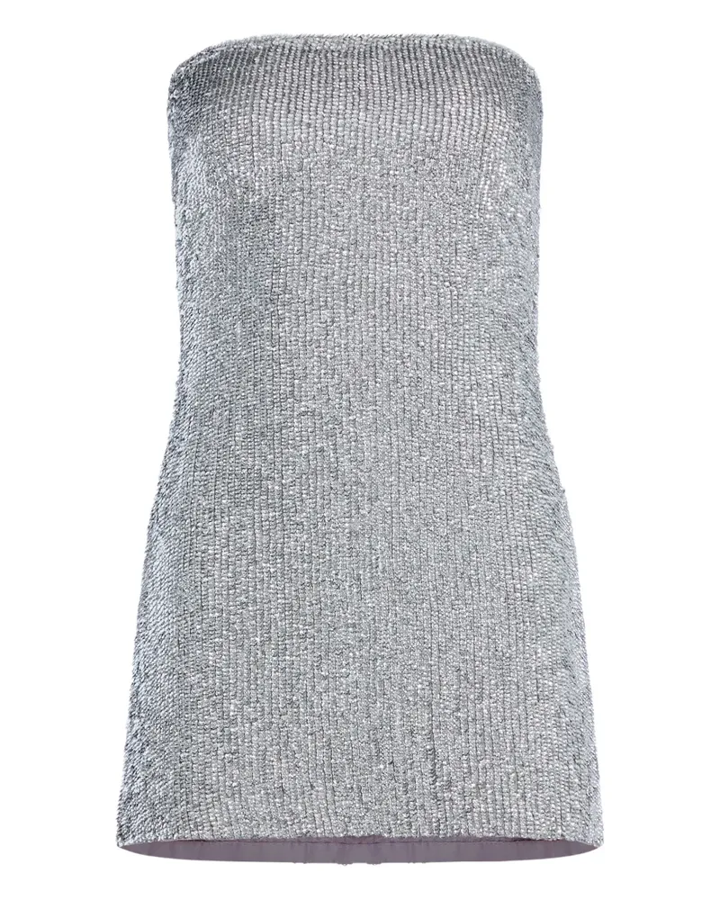 Retrofête Schulterfreies Catherine Minikleid mit Pailletten - Silber Silber