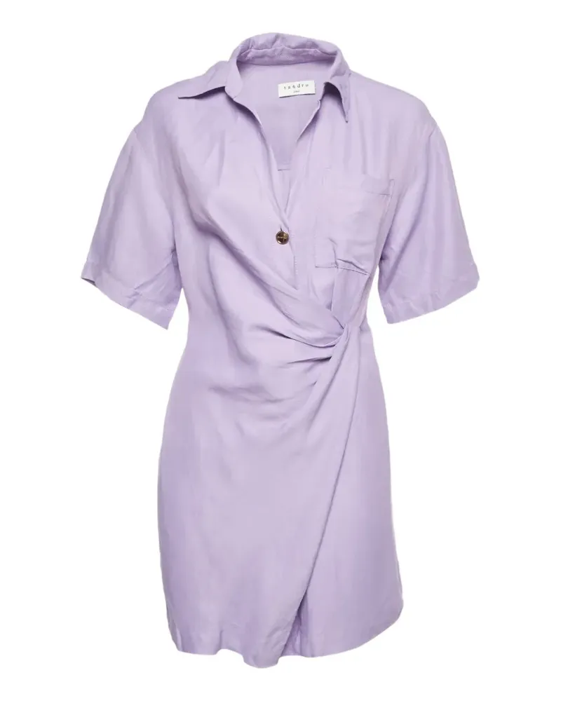 Sandro draped short-sleeve mini shirt dress - Violett Violett