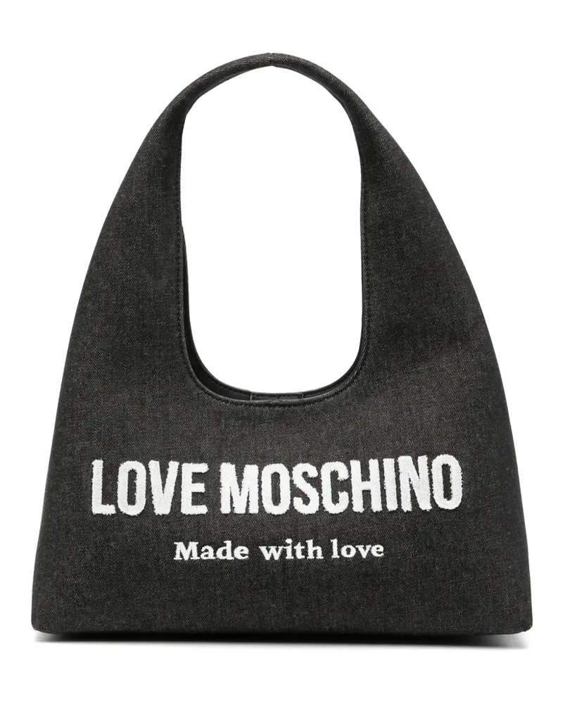Moschino Jeans-Schultertasche mit Logo-Applikation - Schwarz Schwarz