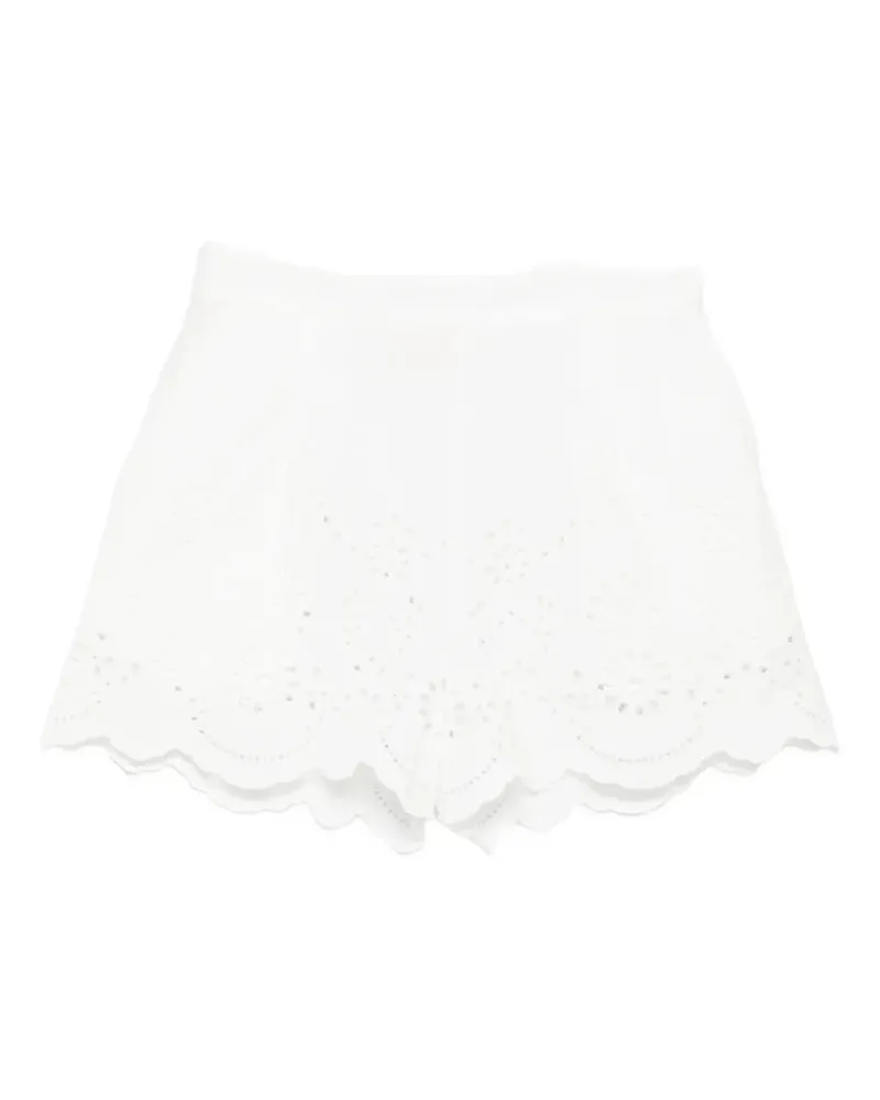 MC2 Saint Barth broderie-anglaise scalloped-hem shorts - Weiß Weiß