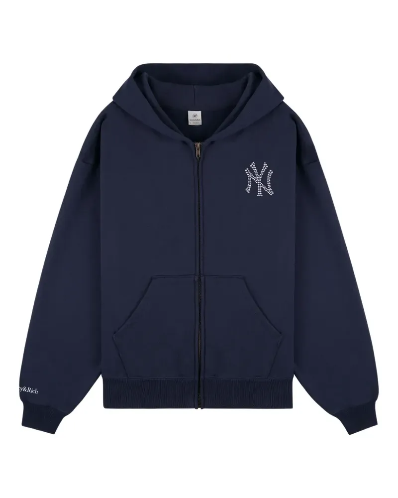 SPORTY & RICH Kapuzenjacke mit Logo-Detail - Blau Blau