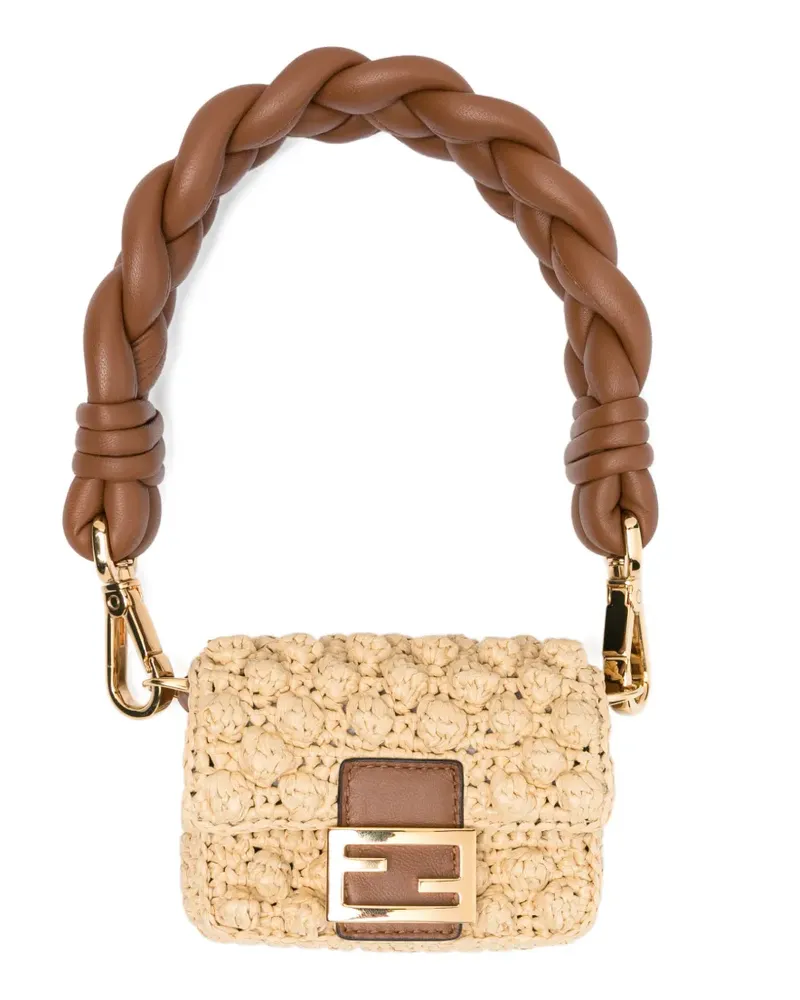 Fendi Nano Baguette raffia mini bag - Nude Nude